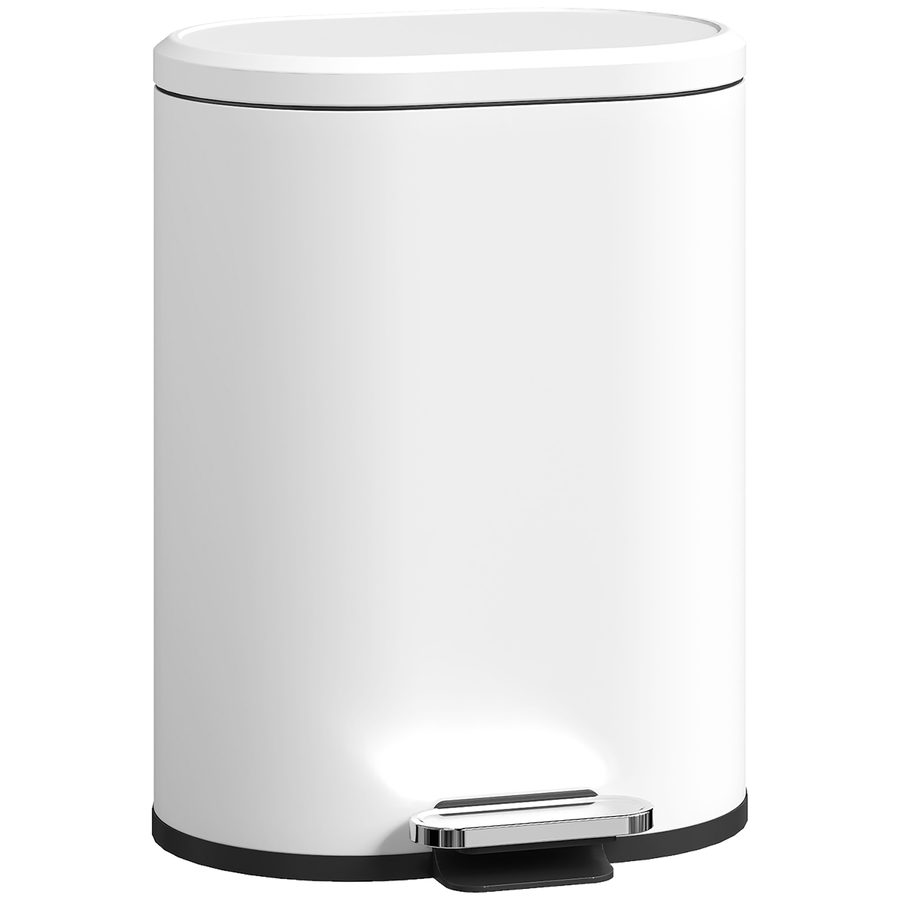 HOMCOM Mülleimer 12L Treteimer Abfalleimer mit Deckel und Fußpedal, Müllbehälter mit Inneneimer, Soft-Close-Funktion für Wohnzimmer, Büro, Metall, Weiß, 30 x 25,5 x 37,5 cm   Aosom von HOMCOM