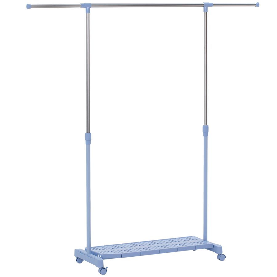 HOMCOM Wäscheständer mit Rädern, Wäscheständer aus Edelstahl mit Schuhregal, Höhenverstellbar, für den Innenbereich, Blau und Silber   Aosom von HOMCOM