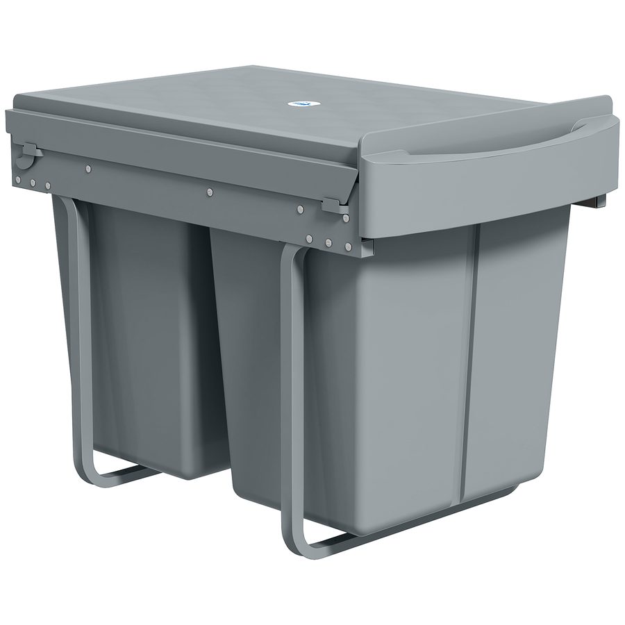 HOMCOM Untertisch-Mülleimer, Küchen-Mülleimer, 2 herausnehmbare Recyclingbehälter, 2 x 20 L, sanftes Gleiten, Griff, Deckel mit Diamantmuster, Grau   Aosom von HOMCOM