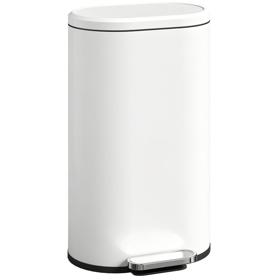 HOMCOM Mülleimer Küche 30 Liter Treteimer mit Soft-Close-Deckel, Bleib-Offen-Funktion, Abfalleimer mit Herausnehmbarem Innenbehälter, Cremeweiß, 36,5 x 31 x 61 cm   Aosom von HOMCOM
