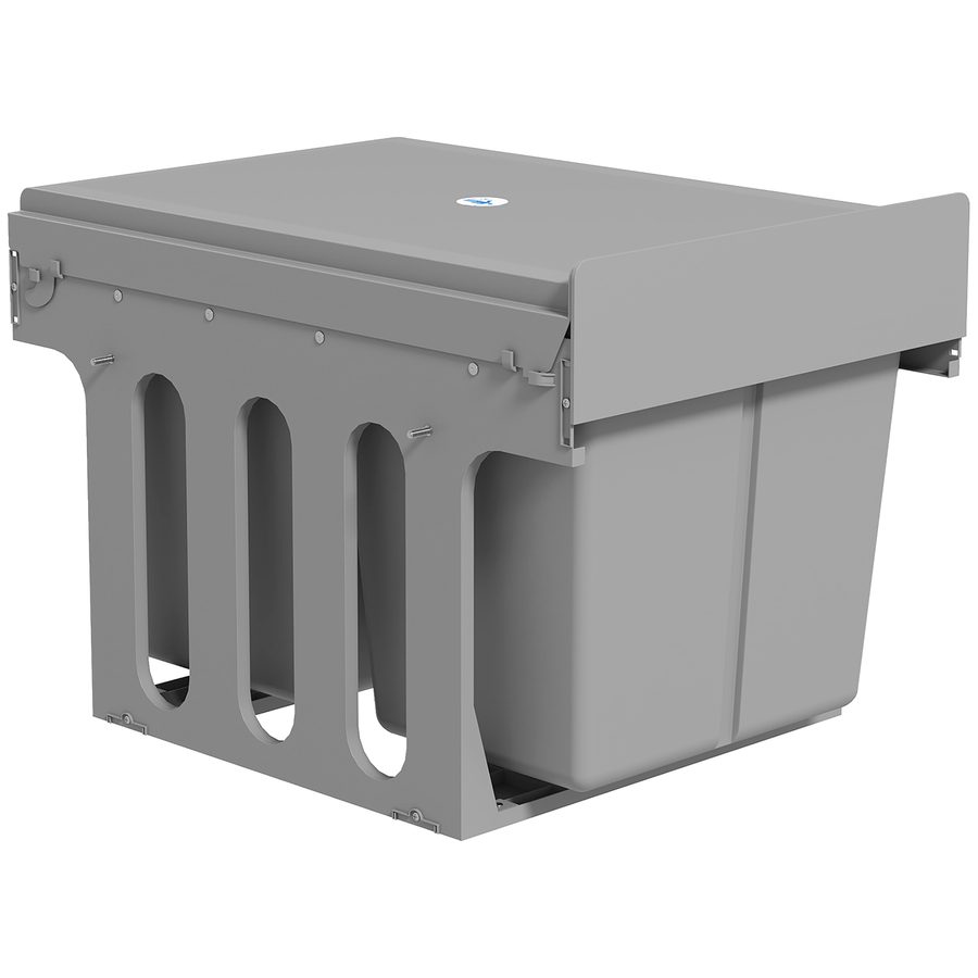 HOMCOM 31L Ausziehbarer Abfallbehälter 15L + 8L x 2, Soft-Close Untertischbehälter mit herausnehmbaren Eimern für 400-mm-Schränke, Küchenabfall und Recycling, Basis montiert, Hellgrau   Aosom von HOMCOM