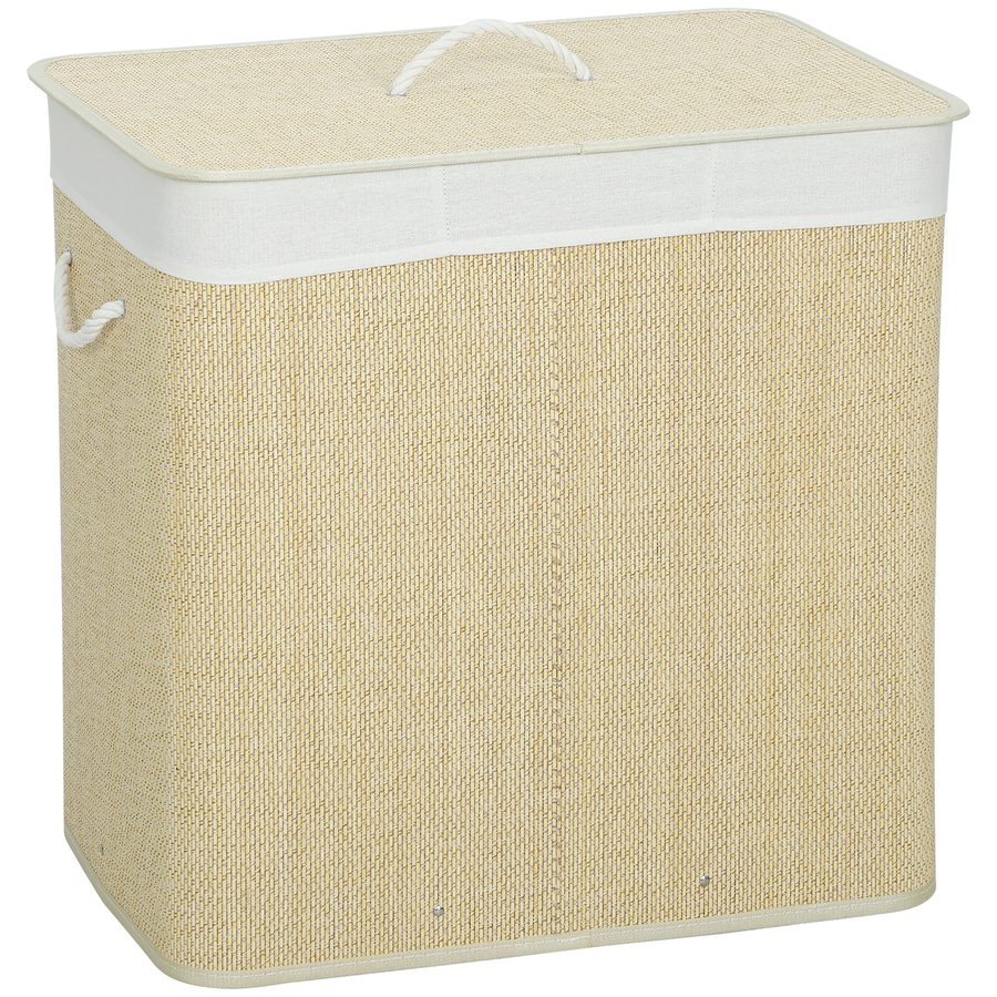 HOMCOM Bambus Wäschekorb mit Deckel 100 L Wäschesammler mit Seilgriffen, herausnehmbarer Wäschesack, Laundry Baskets Wäschesortierer für Waschküche Schlafzimmer Badezimmer Braun   Aosom von HOMCOM