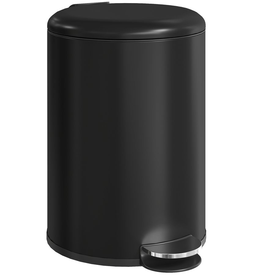 HOMCOM 20-Liter Mülleimer, Fingerabdruckresistenter Metall-Abfalleimer mit Soft-Close-Deckel, Fußpedal und herausnehmbarem Eimer für Zuhause, Büro, Bad oder Wohnzimmer, Schwarz   Aosom von HOMCOM