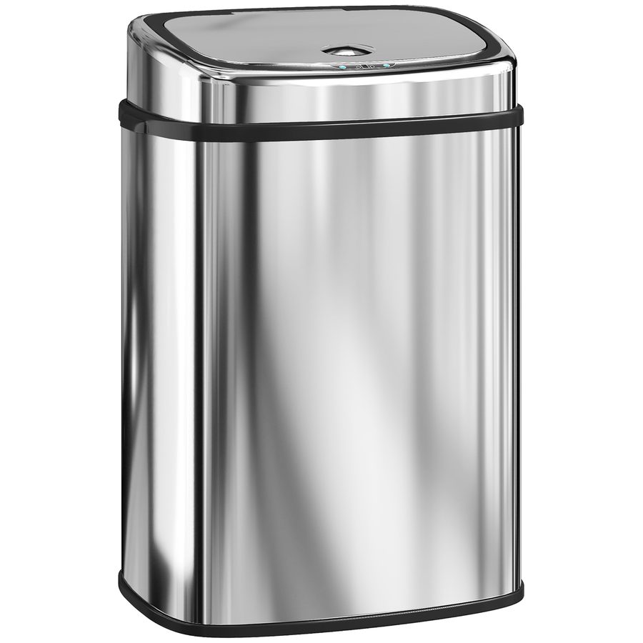 HOMCOM 50L Infrarot-Sensor-Mülleimer, automatischer Edelstahl-Mülleimer mit 2 Öffnungsmodi, Anti-Fingerabdruck-Oberfläche, Silber   Aosom von HOMCOM