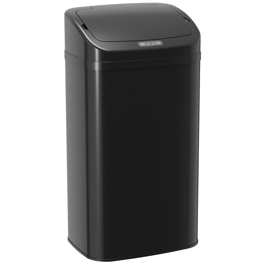HOMCOM Sensor Mülleimer 48L Edelstahl Automatischer Mülleimer mit Bewegungssensor, Fingerabdruckresistente Abfalleimer Abfallbehälter Müllbehälter für Büro, Schlafzimmer, Küchen Schwarz   Aosom von HOMCOM