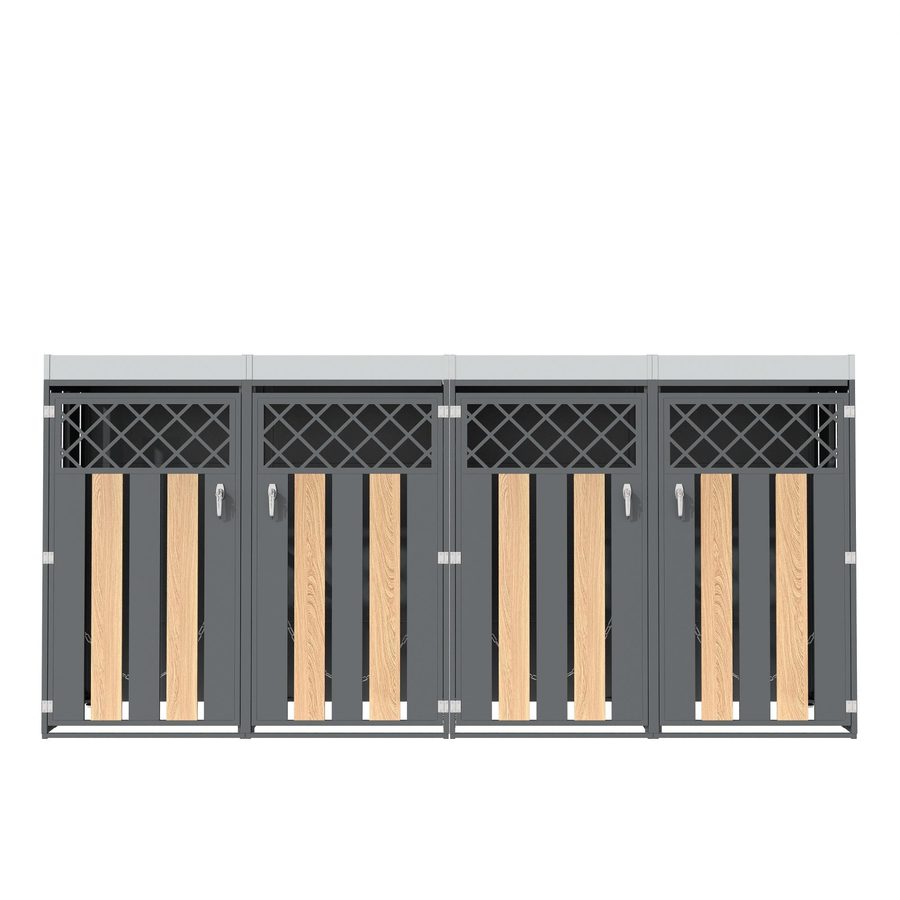 Abschließbare Mülltonnenbox, für 4 Standardtonnen mit integriertem Blumentrog, 264x80x124.5 cm, Grau+Naturfarbe von GL Store