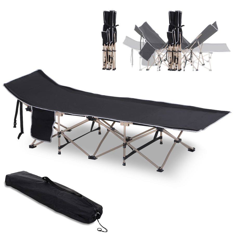 Outsunny Feldbett Faltbares Campingbett mit Tragetasche 190 x 68 x 52 cm Oxford Schwarz ideal für Camping & Outdoor Aktivitäten   Aosom.de von Outsunny