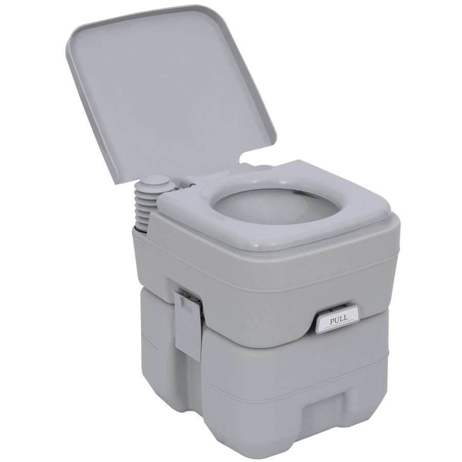 Outsunny Campingtoilette, 20 L Mobil-WC, Camping-WC mit Spül- und Abwassertank, Trockentoilette für Camping, Wandern, Reisen, Angeln, Kunststoff, Grau   Aosom von HOMCOM