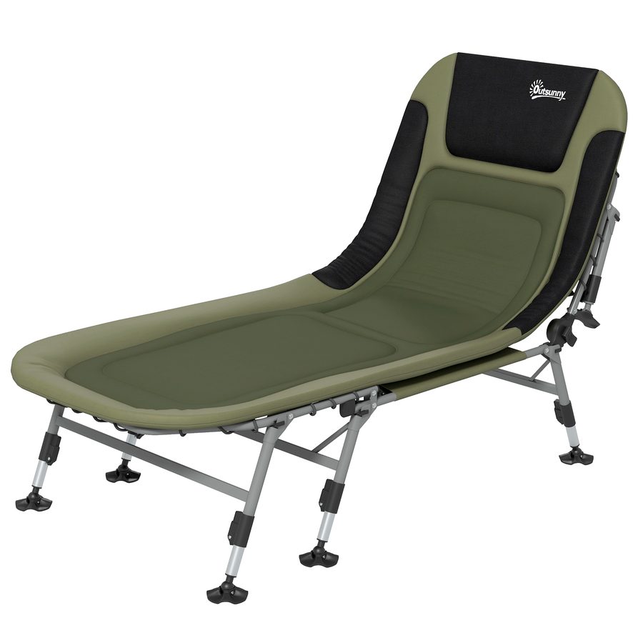 Outsunny Campingbett Feldbett klappbar Reisebett verstellbar Klappbett bis 180 kg belastbar für Outdoor Oxford Grün   Aosom