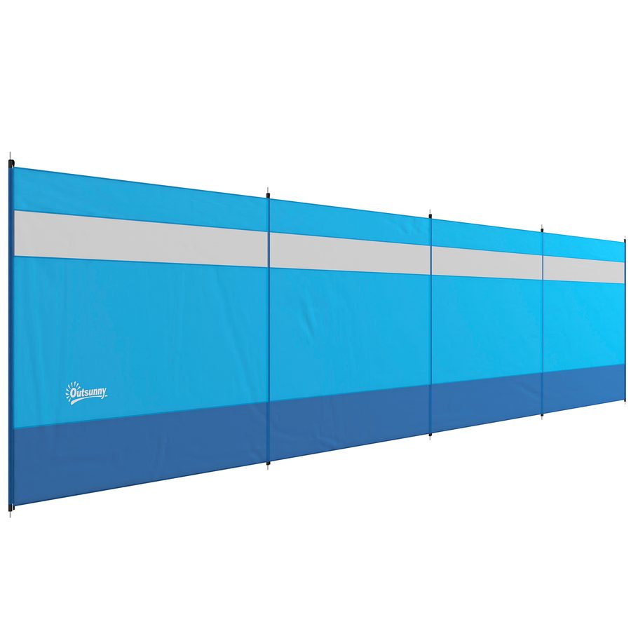 Outsunny Camping Windschutz 4 Paneele Sichtschutz mit Sichtfenster, 725 x 140 cm, Blau, inklusive Tragetasche für Strand & Camping   Aosom.de von Outsunny
