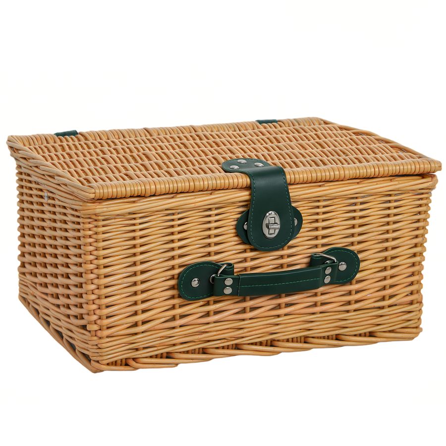 Outsunny Picknickkorb aus Weidenholz Picknickkoffer für 2 Personen mit Isoliert Kühlfach Besteck Set, Picknick Set Komplettset für Camping Strand Weihnachten Hellbraun   Aosom von Outsunny