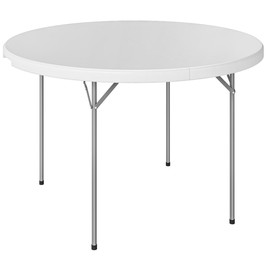 Outsunny Klapptisch Camping, 120x120x74 cm, leichter tragbarer Klapptisch mit HDPE-Tischplatte, rutschfeste Pads, Metallgestell, zum Camping, Wandern, Strand, Weiß   Aosom von Outsunny