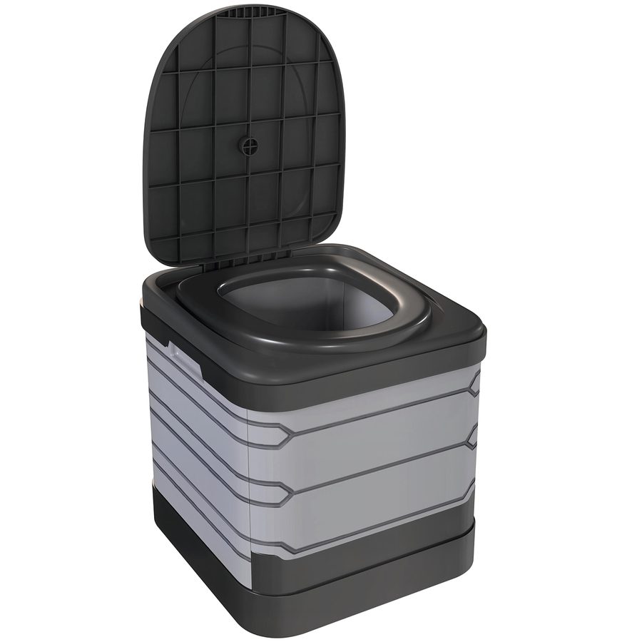 Outsunny Campingtoilette Faltbare Reisetoilette max. Tragkraft bis 150 kg Falttoilette mit 12 Gerinnungspulver-Päckchen 12 Entsorgungsbeuteln Trockentrenntoilette für Camping, Wandern, Reisen, Grau   Aosom von Outsunny