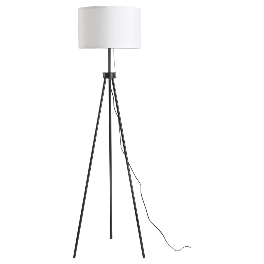 HOMCOM Stehlampe Moderne Standleuchte E27, Stahl & Polyester, Schwarz & Weiß, 37x37x152cm, stilvolle Beleuchtung für Wohnzimmer & Schlafzimmer   Aosom.de von HOMCOM
