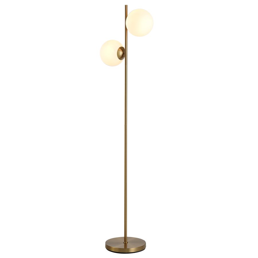 HOMCOM Stehlampe Standleuchte 2-teilig mit Glas-Lampenschirm, Stahl und Glas, 165cm hoch, gold und weiß, modernes Design für Wohnzimmer   Aosom.de von HOMCOM