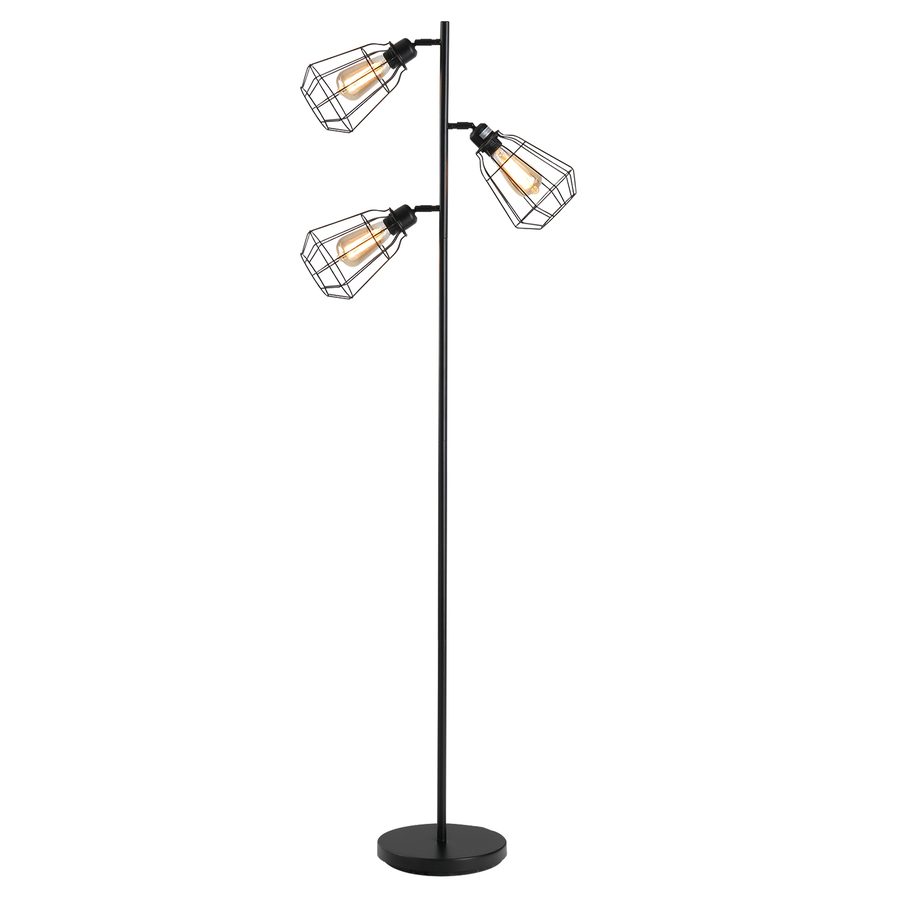 HOMCOM Industrielle Design Stehlampe 3 Glühbirnen max. 40 W Käfiglampenschirm Schwarz   Aosom von HOMCOM