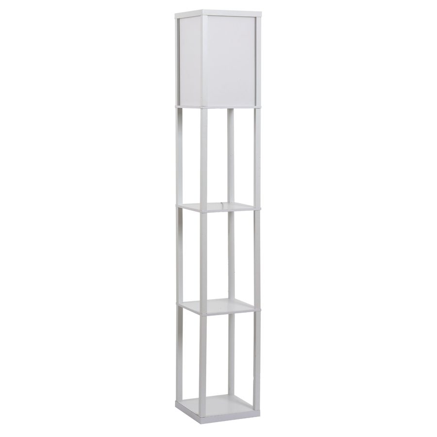 HOMCOM Stehleuchte elegante Stehlampe mit 3 Regalen E27 bis 40W für Wohn und Schlafzimmer E1 MDF Acryl Weiß 26x26x160cm   Aosom.de von HOMCOM