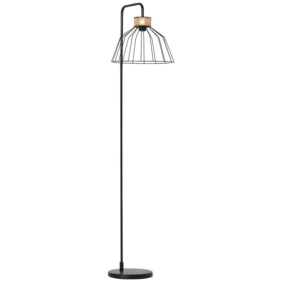 HOMCOM Vintage Stehlampe stilvolle Standleuchte mit E27 Sockel für Schlafzimmer und Esszimmer 40W Metall Rattan Schwarz 44x34x154cm   Aosom.de von HOMCOM