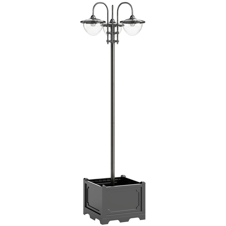 Outsunny Solarleuchte  Gartenlicht 3-köpfige Lampe mit Blumentopf-Basis, Wasserdicht, Edelstahl, 60x55x189cm  Aosom von Outsunny