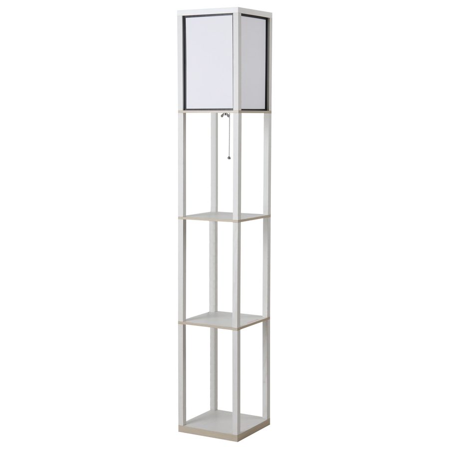 HOMCOM Regal-Stehlampe Stehlampe 26B x 26T x 160H cm 3 Regale 4 Ebenen MDF Weiß   Aosom von HOMCOM