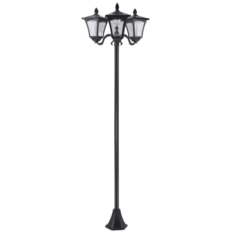 Outsunny Solar Gartenlaterne mit 3 flammig Laterne Solarlaterne Wegleuchte mit LED 120 Lumen IP44 201 Edelstahl Schwarz 51,5 x 47 x 182,5 cm   Aosom von Outsunny