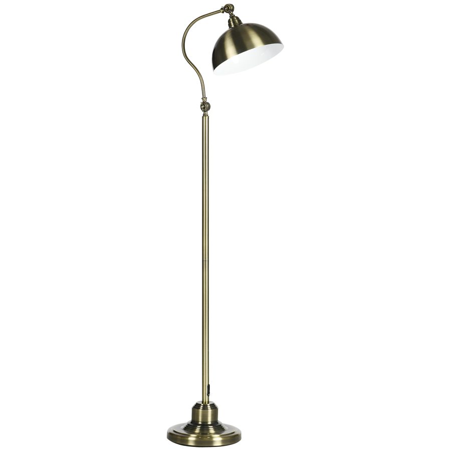 HOMCOM Stehlampe Retro Bogenlampe mit verstellbarem Lampenschirm E27 Messingoptik für Wohnzimmer & Schlafzimmer   Aosom.de von HOMCOM