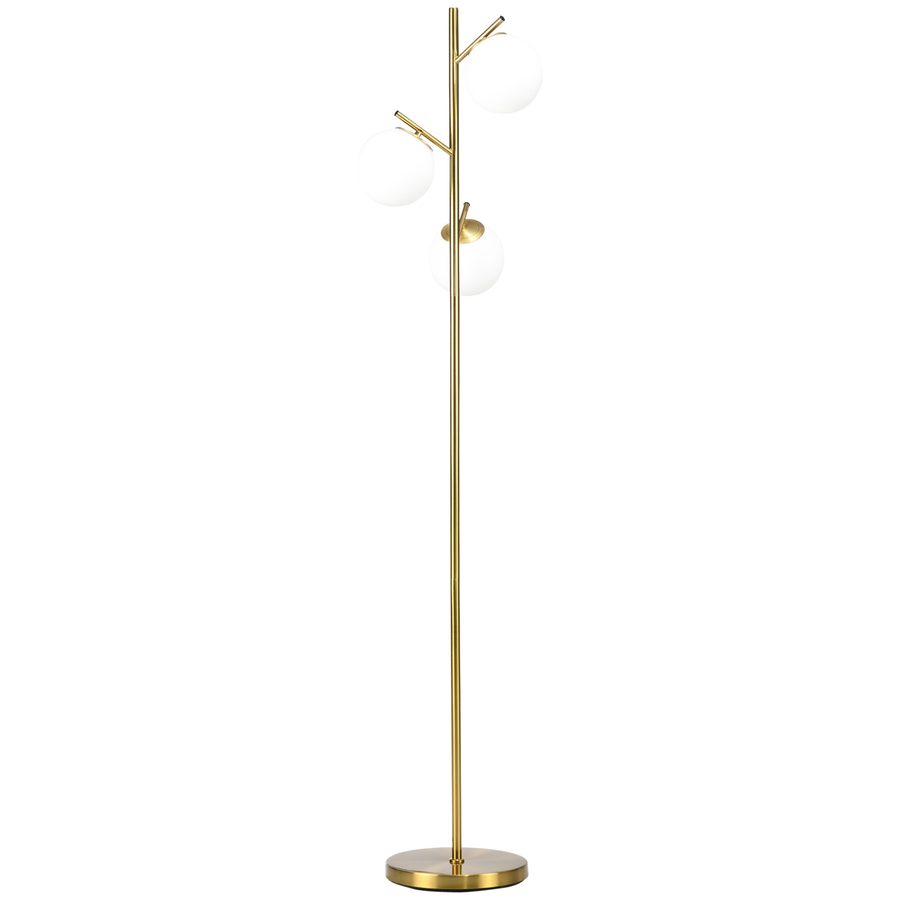 HOMCOM Stehleuchte  40W Standlampe mit E27 Fassung & 3 Glas-Lampenschirmen, für Wohnzimmer, 169 cm Höhe  Aosom von HOMCOM