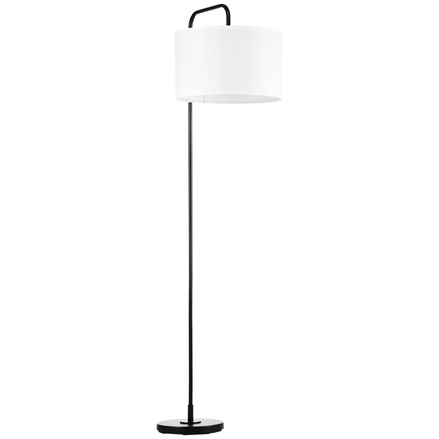 HOMCOM Stehlampe für das Wohnzimmer in modernem schwarzen Metall mit Lampenschirm und 180 cm Kabel - 64 x 38 x 163,5 cm   Aosom von HOMCOM