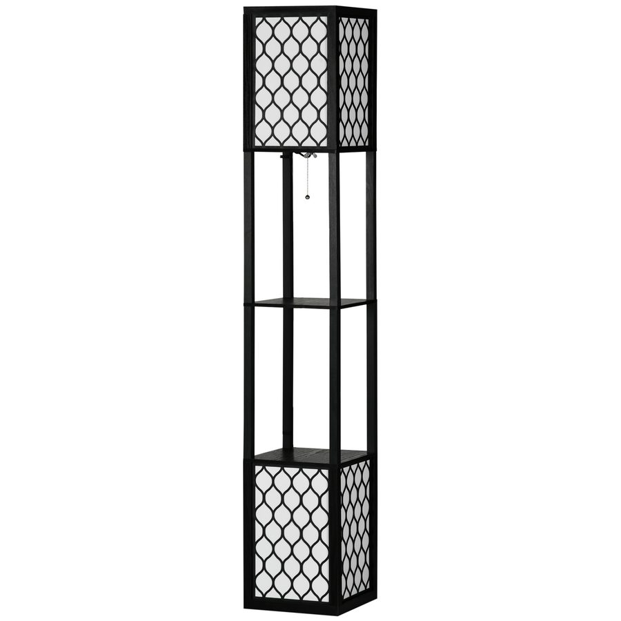 HOMCOM Stehlampe  Standlampe mit Regal & Doppellicht, 40W, E27, Ziehkettenschalter, für Wohnzimmer, Schlafzimmer  Aosom von HOMCOM