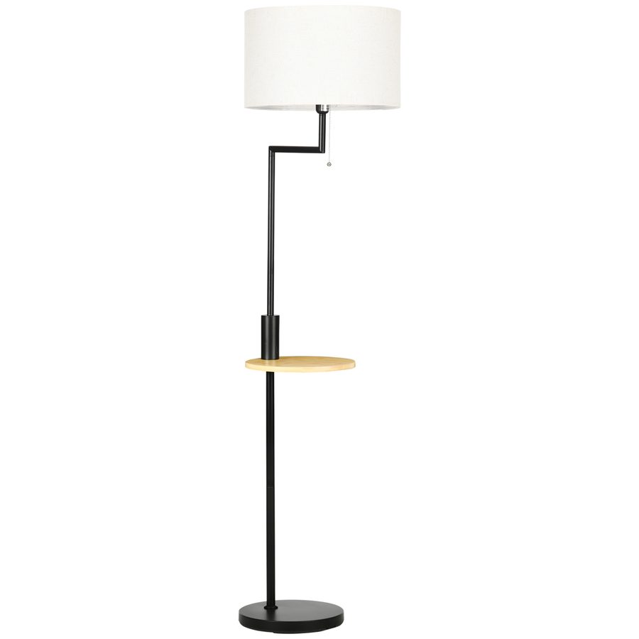 HOMCOM Stehleuchte, Stehlampe mit Ablage, 40 W Standlampe mit USB-Anschluss, Standleuchte, Stahl, Creme, Ø40 x 168 cm, exkl. Glühbirne   Aosom von HOMCOM