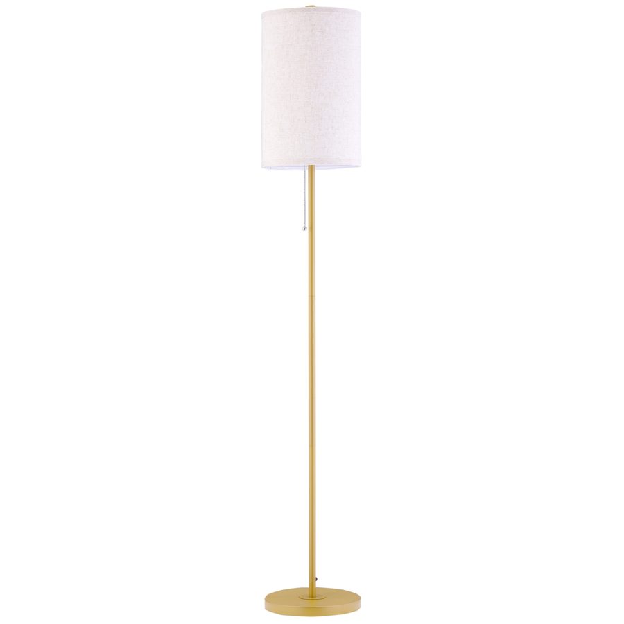 HOMCOM Stehlampe Wohnzimmer Stehleuchte mit Leinen Lampenschirm, Zugkettenschalter, Standleuchte mit Stahlständer, E27 Fassung Standlampe für Schlafzimmer, Cremeweiß   Aosom von HOMCOM