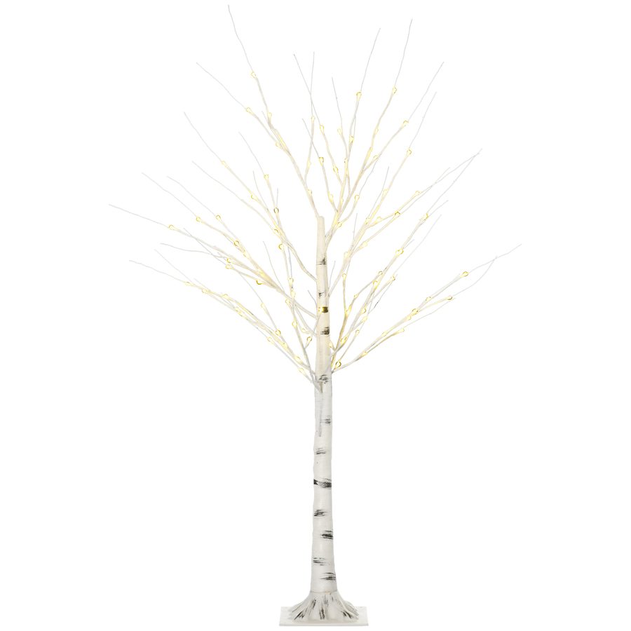 HOMCOM 150 cm Kunstbaum, Weihnachtsbaum Birken mit LED, Kunstbirke, Birkenbaum, Weihnachtsdeko für Hochzeit, Party, Geburtstag   Aosom von HOMCOM