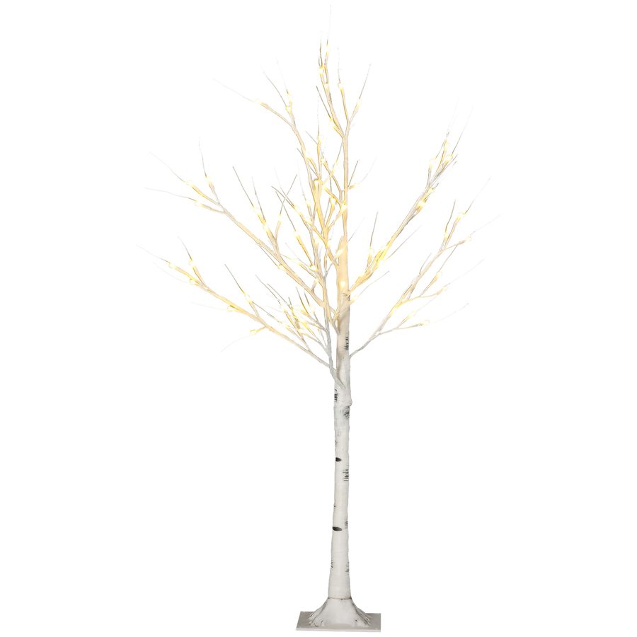 HOMCOM Kunstbaum 120 cm Birkenbaum mit LED Beleuchtung Weihnachtsbaum Lichterbaum in Warmweiß für festliche Weihnachtsdeko   Aosom.de