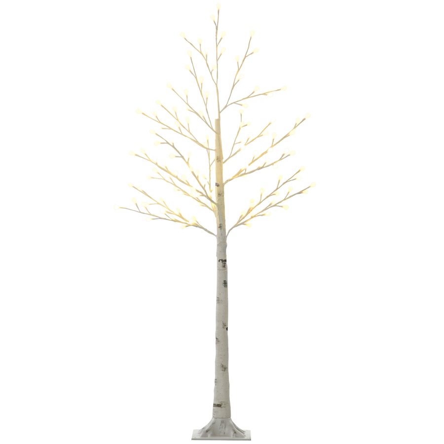 HOMCOM Lichterbaum 150 cm Birkenbaum mit 120 Warmweiß LEDs, 3 Helligkeitsstufen, Kunstbirke für Party, Hochzeit & Weihnachten IP44   Aosom.de von HOMCOM