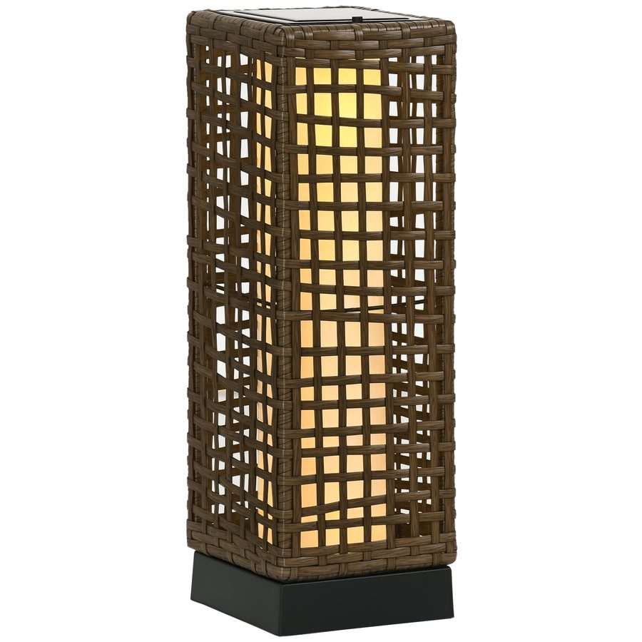 Outsunny Solarlampe Rattan LED Außenleuchte mit Lichtsensor wasserdicht 15,5x15,5x46cm für Garten & Terrasse   Aosom.de von Outsunny