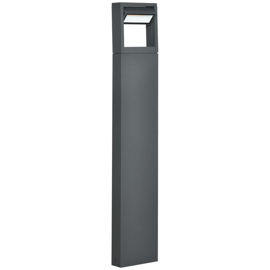 Outsunny Gartenlampe, Wegleuchte, Gartenleuchte mit Warmweißem LED Licht, Pollerleuchte mit Verstellbarem Neigungswinkel, IP65 Wasserdicht, Alu, für Außen, Dunkelgrau   Aosom von Outsunny