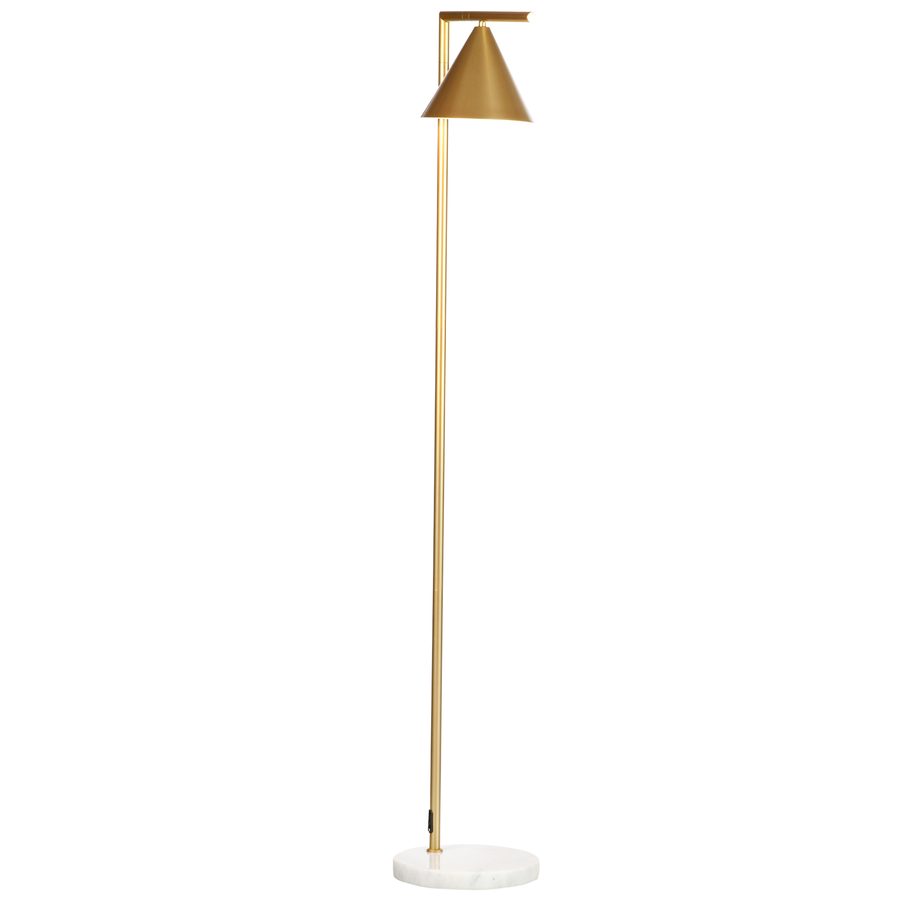 HOMCOM Stehlampe für das Wohnzimmer 40W, Stehleuchte aus goldenem Stahl, verstellbarer kegelförmiger Lampenschirm, Marmorsockel, Höhe 153 cm, für Wohnzimmer und Schlafzimmer, gold und weiß   Aosom von HOMCOM