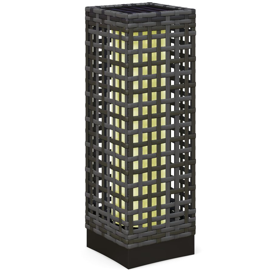 Outsunny Solarleuchte Rattan Solarlampe wasserdichte Wegleuchte mit Lichtsensor automatische LED Gartenlampe Außenleuchte für Balkon Stahl Grau   Aosom.de von Outsunny