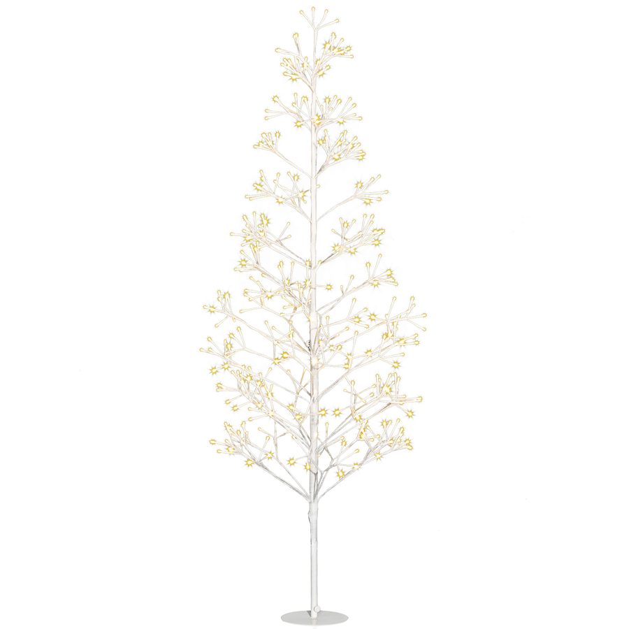 HOMCOM Künstlicher Weihnachtsbaum 180 cm, Baumbeleuchtung mit 384 warmweißen LED-Lichtern, flexible Zweige, Stahlfuß, Weihnachtsdekoration für Innen und überdachte Außenbereiche, Weiß   Aosom von HOMCOM