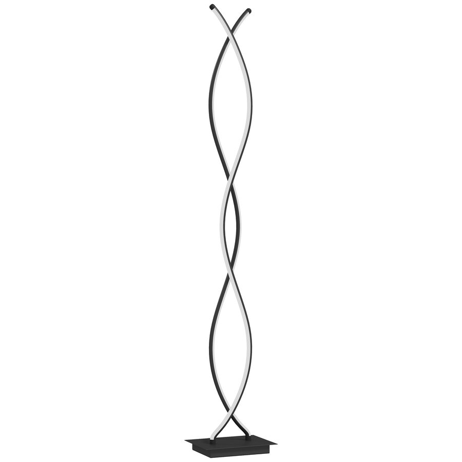 HOMCOM LED Stehlampe Wohnzimmer Dimmbar Stehleuchte mit Fußschalter, 144 cm Standleuchte Standlampe mit Doppelter Spiralenform für Schlafzimmer Wohnzimmer Schwarz   Aosom von HOMCOM