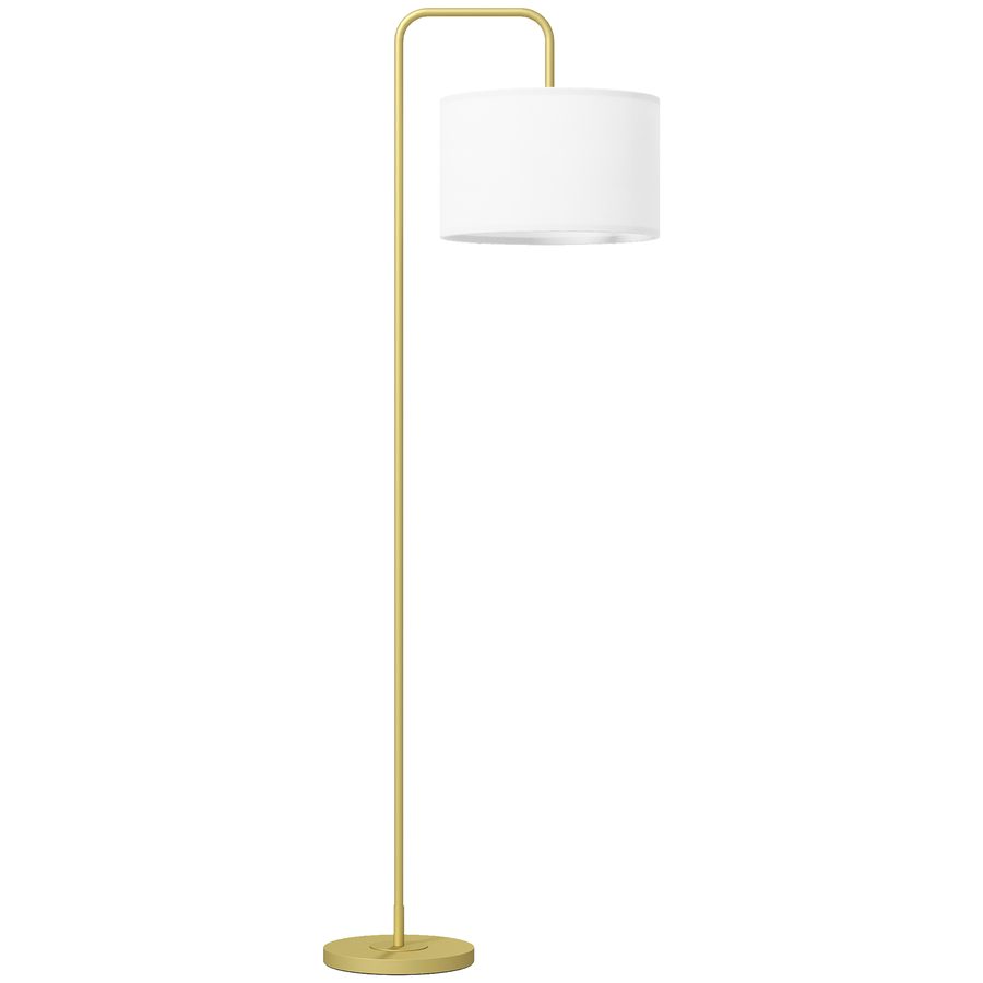 HOMCOM Stehlampe Wohnzimmer Stehleuchte mit Stoff-Lampenschirm, Fußschalter, Standleuchte mit E27 Fassung, Standlampe mit Stahlständer für Schlafzimmer, Gold   Aosom von HOMCOM
