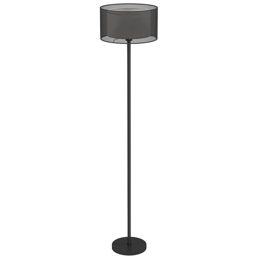 HOMCOM Stehlampe, Stehleuchte mit  E27 Fassung, zweifarbigem Lampenschirm aus Stoff, Standlampe mit Fußschalter  Standleuchte für Wohnzimmer, Schlafzimmer, exkl. Leuchtmittel, Schwarz   Aosom von HOMCOM