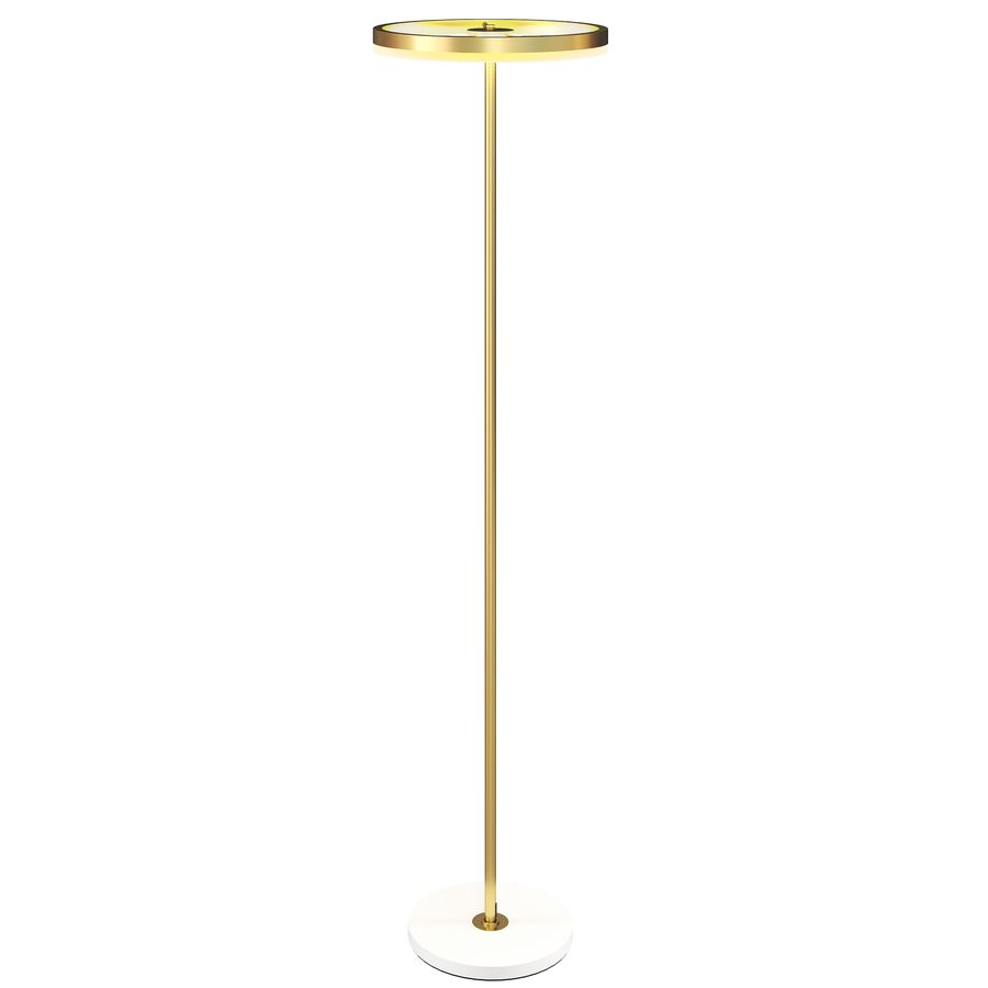 HOMCOM Stehlampe LED Wohnzimmer Dimmbar Stehleuchte mit 3 Lichtfarben, Fußschalter, Standleuchte mit Metallständer, Acrylschirm für Schlafzimmer, Büro Gold   Aosom von HOMCOM
