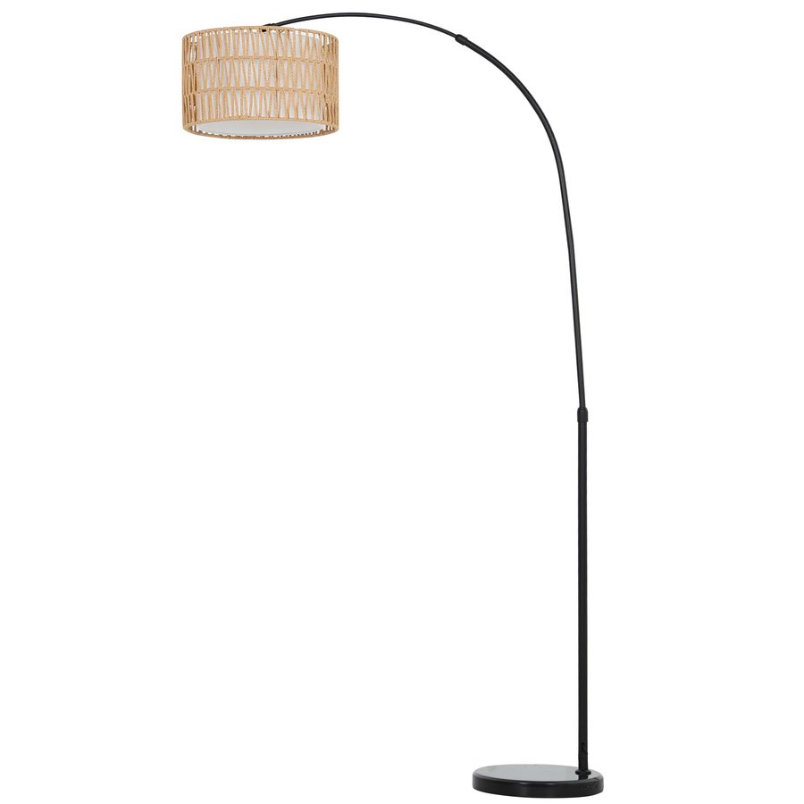 HOMCOM Stehlampe Wohnzimmer Stehleuchte mit Lampenschirm aus Leinen, Standleuchte mit E27 Fassung, Fußschalter, Höhenverstellbar Bogenlampe für Schlafzimmer, Schwarz, exkl. Glühbirne   Aosom von HOMCOM