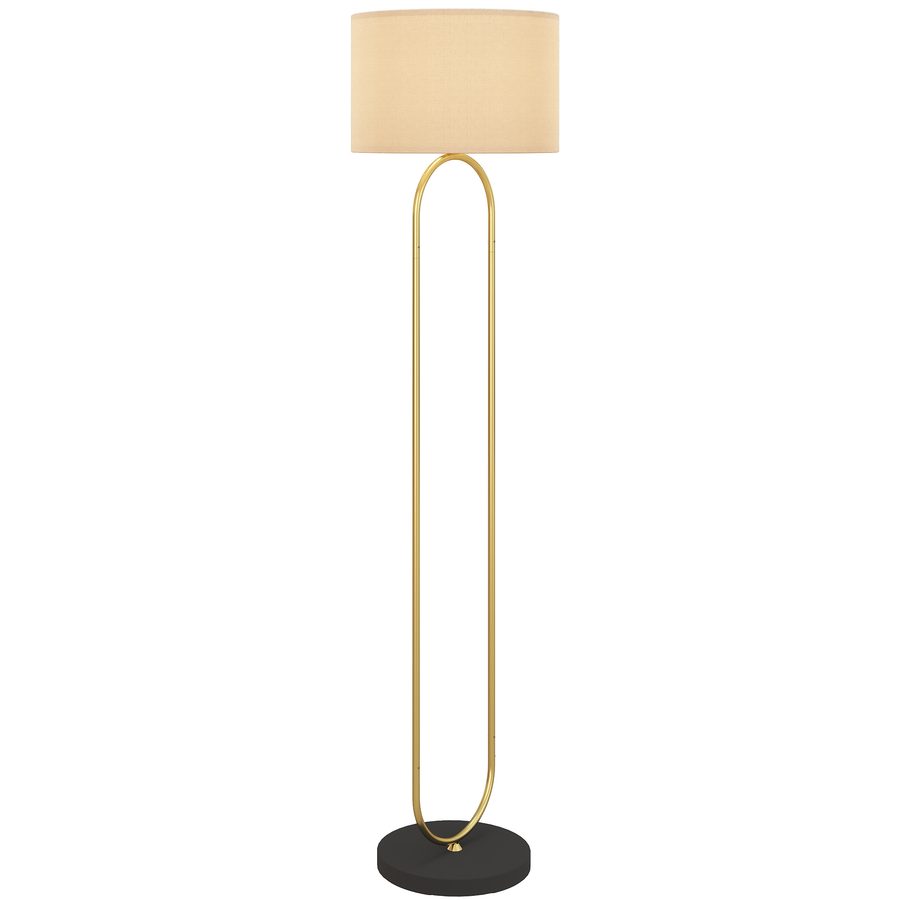 HOMCOM Stehlampe mit Leinenschirm und E27-Fassung, moderner Stil, Stehlampe mit Fußschalter für Wohnzimmer und Schlafzimmer, 156 cm, gold und schwarz   Aosom von HOMCOM