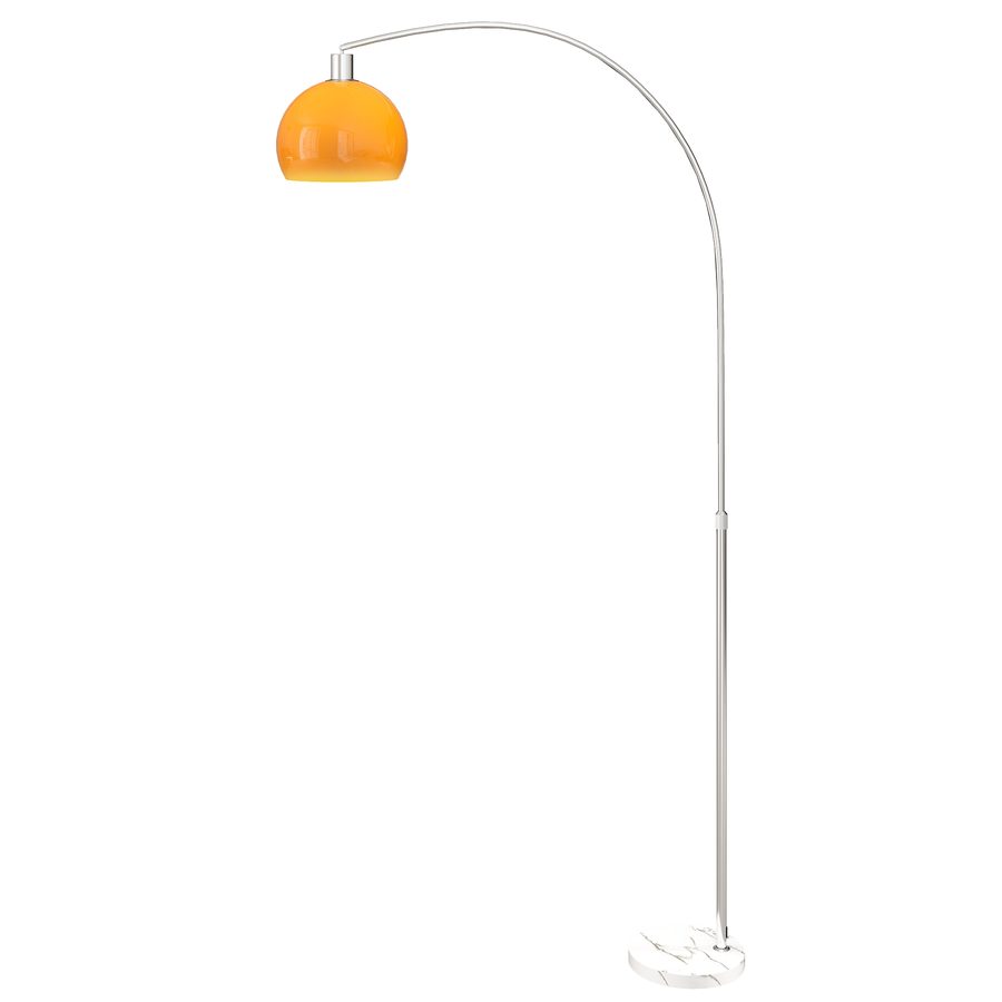 HOMCOM Bogenstandlampe mit Fußschalter und rundem Lampenschirm, moderne Stehlampe aus Marmor, Metall und Kunststoff, 26x90x180 cm, Weiß und Orange   Aosom von HOMCOM