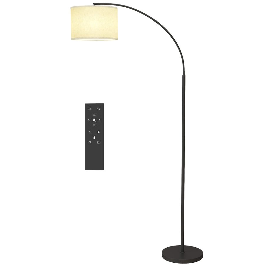 HOMCOM Stehlampe für das Wohnzimmer Dimmbare LED-Stehlampe mit Fernbedienung, verstellbarer Lampenschirm, 11 Farbtemperaturen und 11 Helligkeitsstufen, Timer, Lampe inklusive, 180 cm, Schwarz   Aosom von HOMCOM