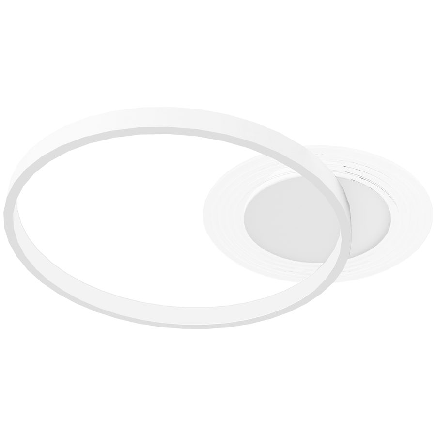HOMCOM Deckenlampe, Deckenleuchte mit Zwei-Ring-Design, Runde Deckenbeleuchtung für Schlafzimmer Wohnzimmer 50 x 40 x 7,4 cm, Weiß   Aosom von HOMCOM