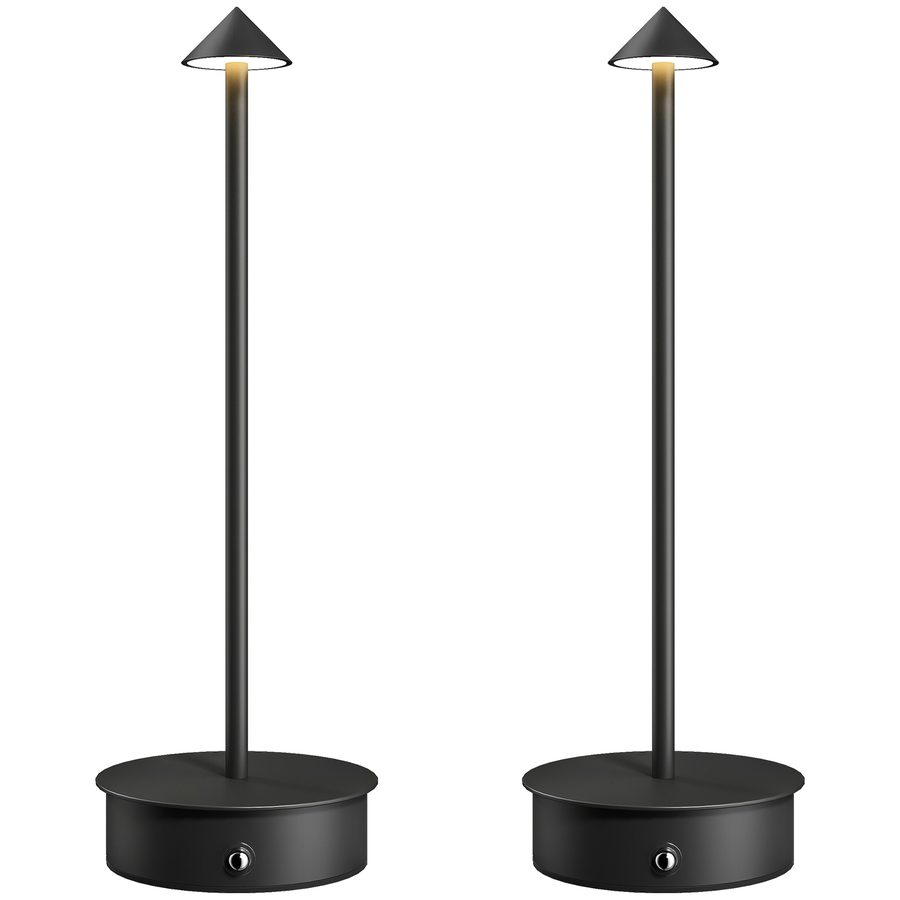 HOMCOM Set von 2 Tischlampen mit USB-Wiederaufladung, dimmbare Nachttischlampen mit Touch-Steuerung, 3000K/4500K/6500K, inkl. LED-Licht, für Schlafzimmer, Wohnzimmer oder Büro, Schwarz   Aosom von HOMCOM