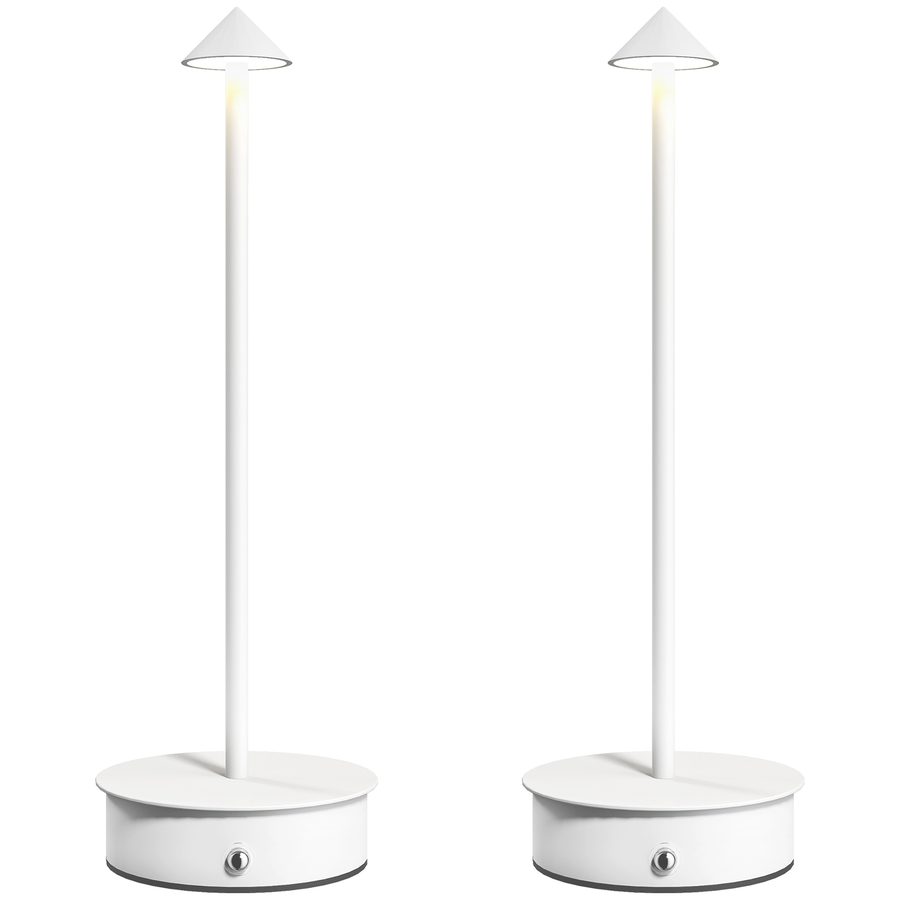 HOMCOM 2er-Set wiederaufladbare USB-Tischlampen, dimmbare Nachttischlampen mit Touch-Steuerung, 3000K/4500K/6000K, inkl. LED, für Schlafzimmer, Wohnzimmer oder Büro, Weiß   Aosom von HOMCOM